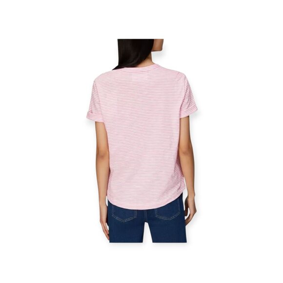 Whistles XS Pink Emily Stripe T-Shirt 100% Cotton - Picture 3 of 11